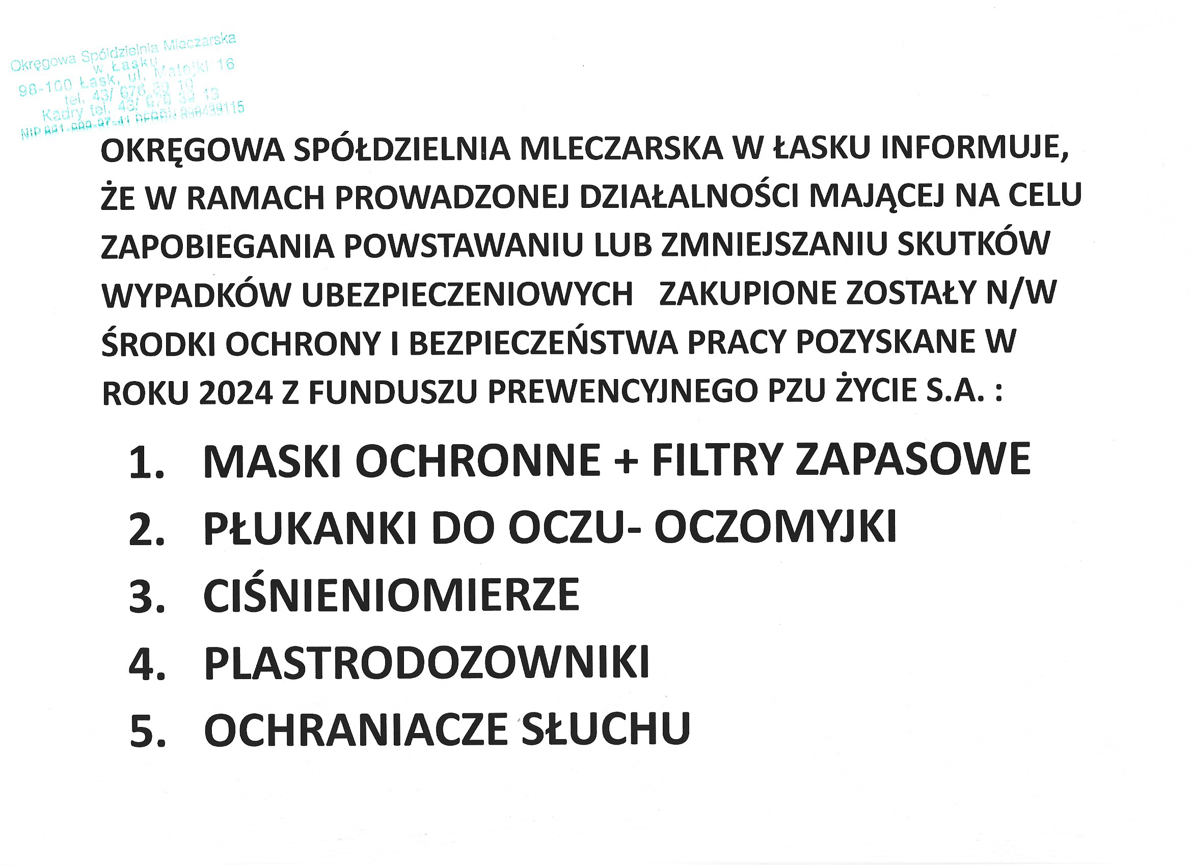 Środki ochrony z Funduszu Prewencyjnego PZU Życie SA